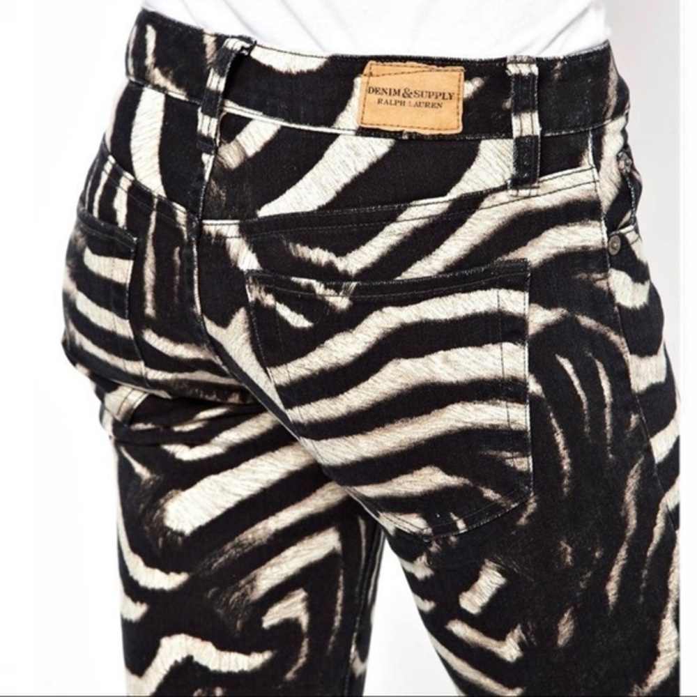 RALPH LAUREN DENIM & SUPPLY Side Zippers Zebra Skinny Jeans 28 - Picture 7 of 14